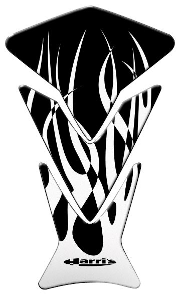 Harris Grips 12970-FC Puzzle Tank Pad - Black/Chrome Flames