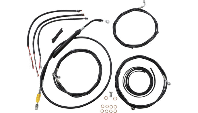 La Choppers LA-8058KT2-19B Complete Handlebar Cable and Brake Line Kit - 18in.-20in. - Black Vinyl