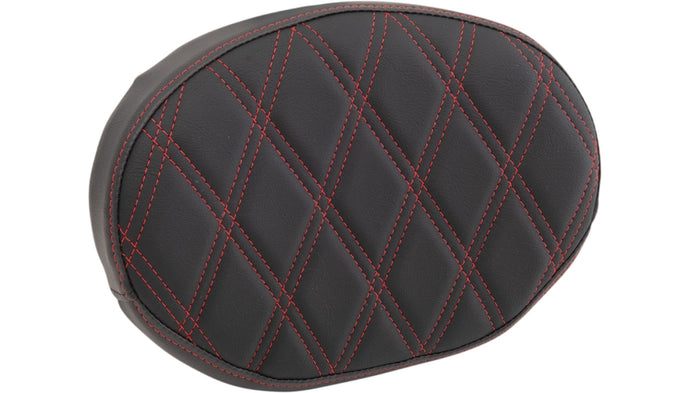 Drag Specialties 0822-0448 Backrest Pads For Square And Round Sissy Bars - Double Diamond - Red Stitch