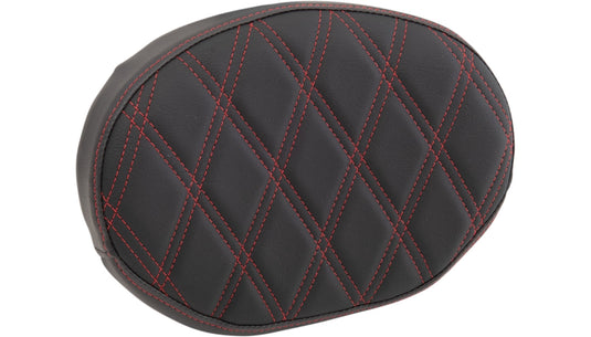 Drag Specialties 0822-0448 Backrest Pads For Square And Round Sissy Bars - Double Diamond - Red Stitch