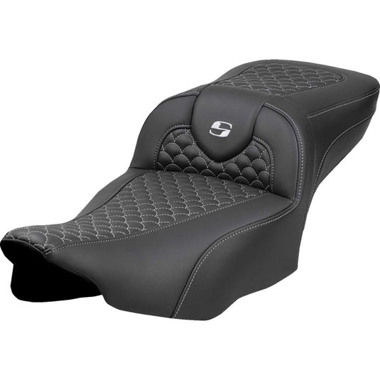 Saddlemen 823-07-20905 Extended Reach Roadsofa DS Seat without Drivers Backrests - Silver Stitching