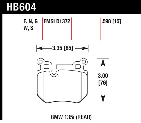 Hawk Performance HB604G.598 HAWK DTC-60 Brake Pad Sets