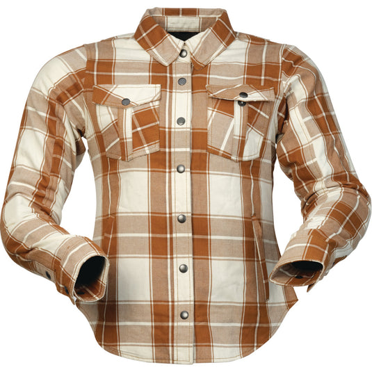 Z1r Ashwood Flannel Womens Jacket (Medium, Off-White/Rust/Brown)