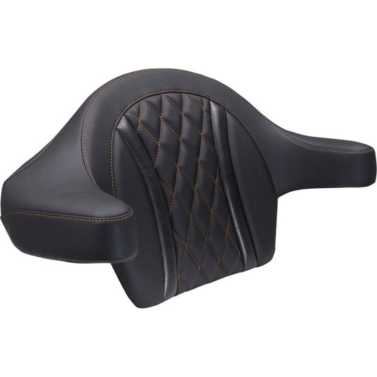 Mustang 88430MO Deluxe Extended Passenger Arm Backrest - Black/Mandarin Orange Diamond Stitching