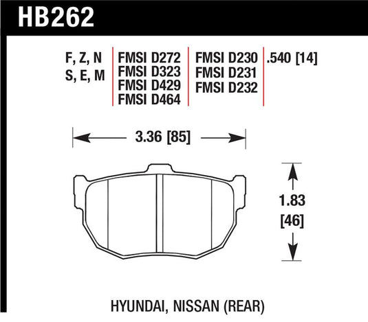 Hawk Performance HB262F.540 HAWK HPS Brake Pad Sets