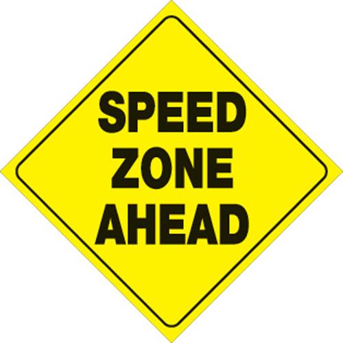 Voss 433 SZA YR 12x12in. Reflective Trail Sign - Speed Zone Ahead (Yellow/Black)