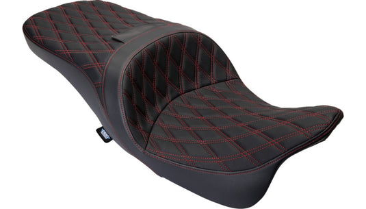 Drag Specialties 0801-1484 Freedom Touring Seats - Double Diamond - Red Thread