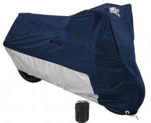 Load image into Gallery viewer, Nelson-Rigg MC-902-03-LG MC-902 Defender Deluxe Motorcycle Cover - Navy/Silver - Large
