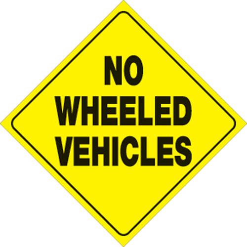 Voss 486 NWV YR 12x12in. Trail Sign - No Wheeled Vehicles (Yellow/Black)