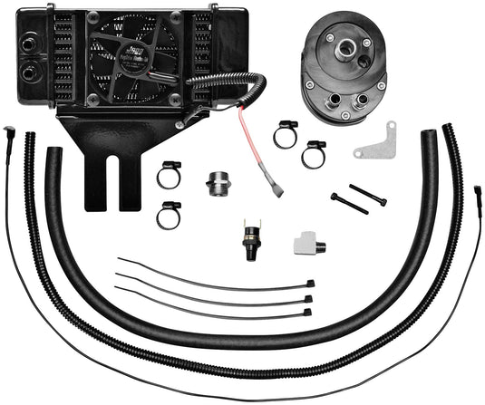 Jagg 751-FP2500 Horizontal Low-Mount 10 Row Fan-Assisted Oil Cooler Kit - Black