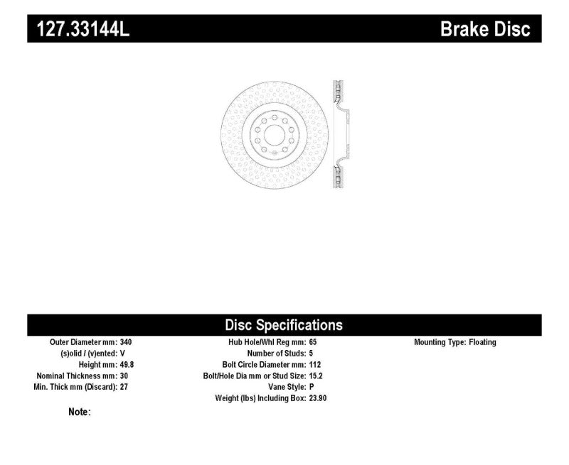 Load image into Gallery viewer, Stoptech 127.33144L ST Slot &amp; Drill Brake Rotors
