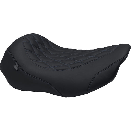 Mustang 88503SB Wide Tripper Solo Seat - Black/Sky Blue Stitching