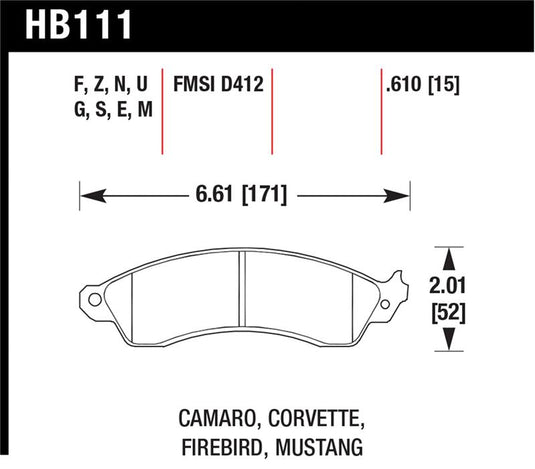 Hawk Performance HB111U.610 HAWK DTC-70 Brake Pad Sets