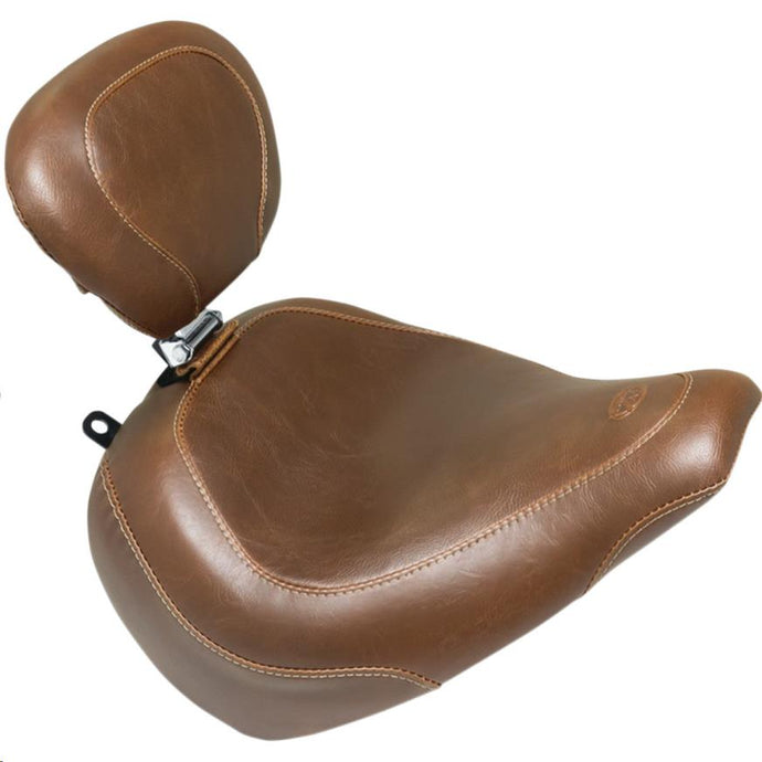 Mustang 83055 Wide Tripper Solo Seat with Driver Backrest - Vintage - Brown