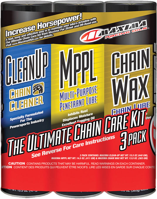 Maxima 70-749203 Chain Wax Ultimate Chain Care Kit - Combo 3 Pack