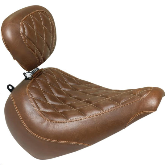 Mustang 83022 Wide Tripper Solo Seat with Driver Backrest - Diamond Stitch - Brown