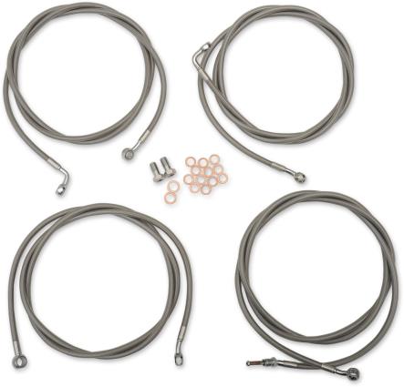 La Choppers LA-8054KT-08 Standard Handlebar Cable/Brake & Clutch Line/Wire Kit - Stainless Braided