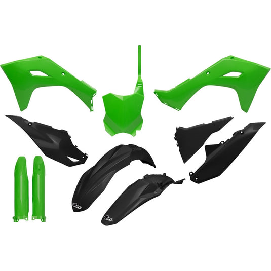 Ufo Plastics KAKIT231F@333 Complete Body Kit - Black/Green/Black