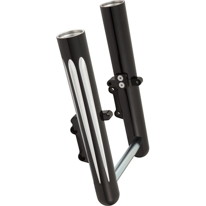 Arlen Ness 40-530 Hot Legs Dual Disc Fork Leg Set - Deep Cut - Black Anodized