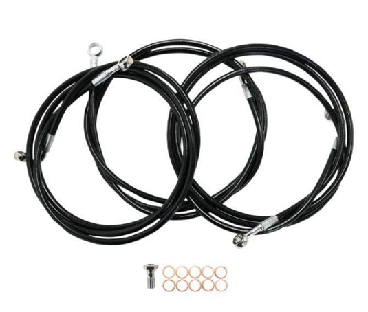 La Choppers LA-8321B16B Black Vinyl-Coated Stainless Steel Brake Line Kit - 15-17in. Ape Hangers