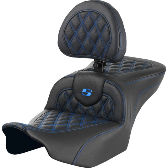 Saddlemen 823-07-182B1 Roadsofa LS Seat with Drivers Backrest - Blue Stitching