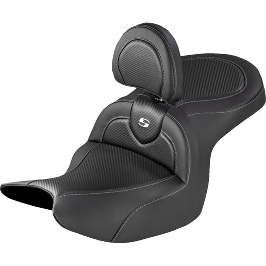 Saddlemen H18-07A-185BR Roadsofa CF Seat  With Driver Backrest - Black
