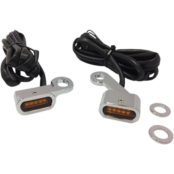 Drag Specialties 2040-2136 LED Handlebar Marker Lights - Chrome/Amber Lens