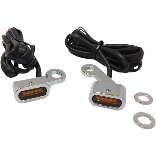 Drag Specialties 2040-2136 LED Handlebar Marker Lights - Chrome/Amber Lens