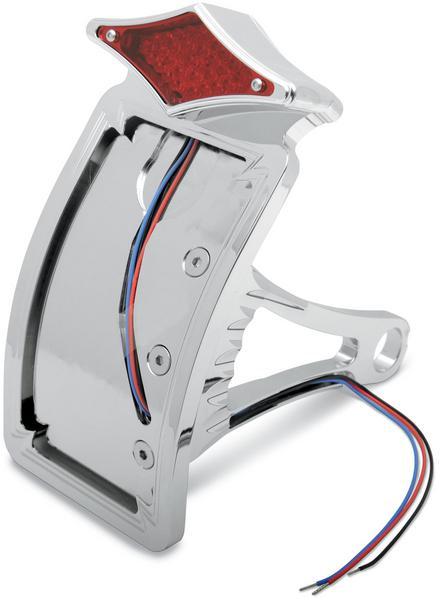 Drag Specialties 2010-0557 Axle Mount Taillight/License Plate Mount - Diamond - Curved Vertical