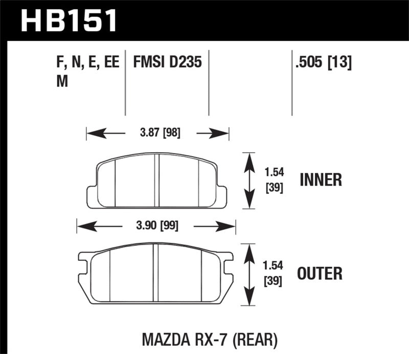 Load image into Gallery viewer, Hawk Performance HB151E.505 HAWK Blue 9012 Brake Pad Sets
