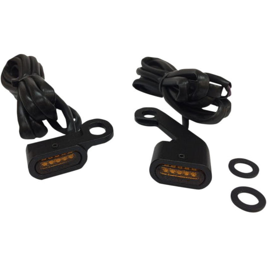 Drag Specialties 2040-2142 LED Handlebar Marker Lights - Black/Amber Lens