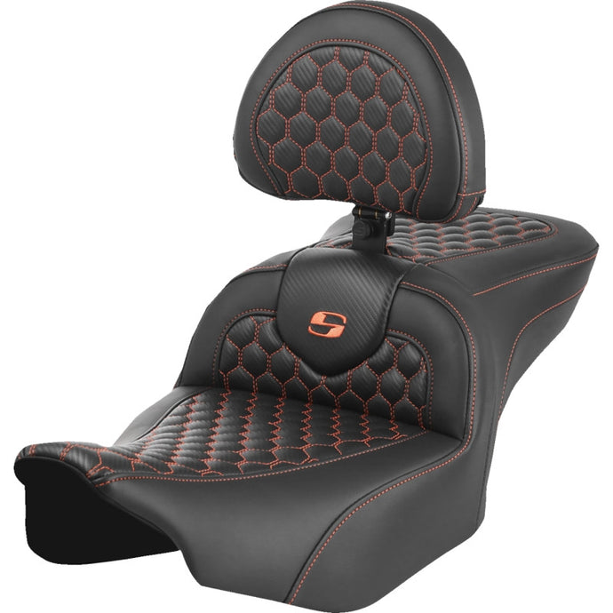Saddlemen 823-07-189B3 Roadsofa HC Seat with Drivers Backrest - Orange Stitching