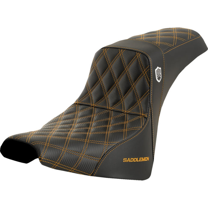 Saddlemen SC81830GOL Pro Series SDC Performance Gripper Seat without Drivers Backrest - Gold Stitching