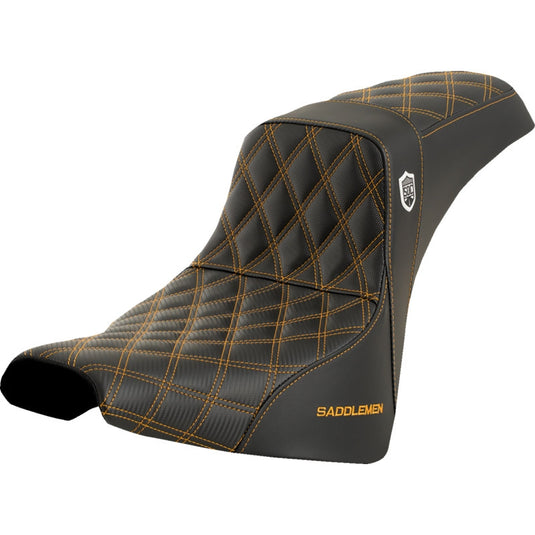 Saddlemen SC81830GOL Pro Series SDC Performance Gripper Seat without Drivers Backrest - Gold Stitching
