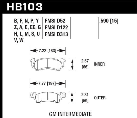 Hawk Performance HB103F.590 HAWK HPS Brake Pad Sets