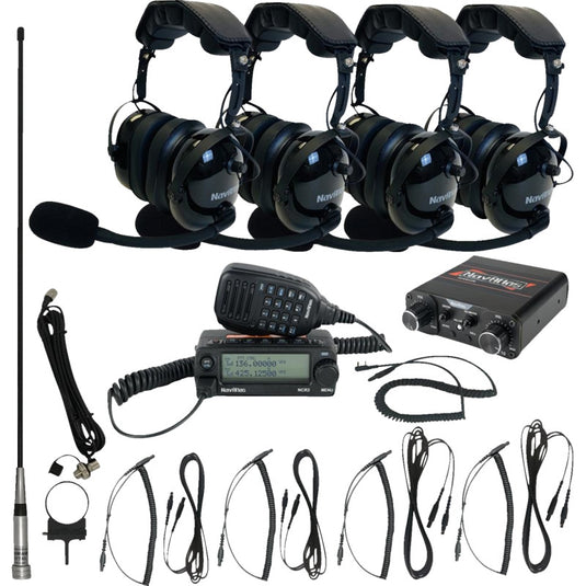 Navatlas NIROHBK4 Compact Kit with Over the Head Headset - Four Premium Headsets - Black
