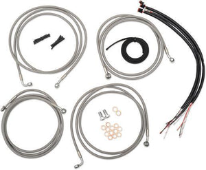 LA Choppers LA-8006KT2B-16 Complete Handlebar Cable/Brake & Clutch Line/Wire Kit - Stainless Braided