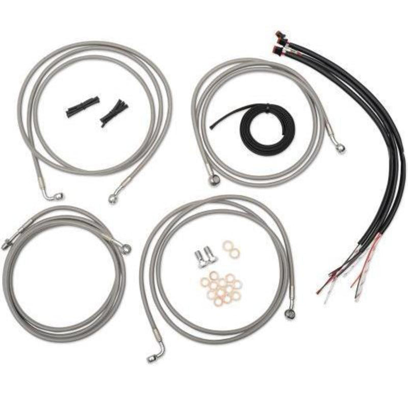LA Choppers LA-8140KT2-16 Complete Handlebar Cable/Brake & Clutch Line/Wire Kit - Stainless Braided