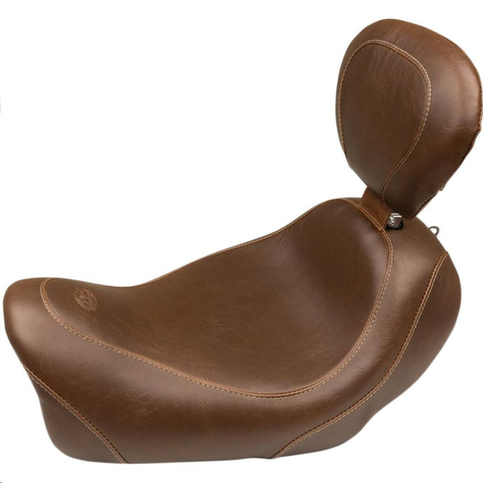 Mustang 79796 Wide Tripper Solo Seat with Driver Backrest - Diamond Stitch - Brown