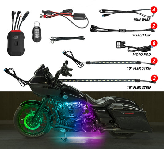 Xk Glow MX-MOTO-STA XKMax RGBW Addressable Motorcycle Underglow Light Kit - 10pc