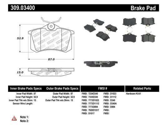 Stoptech 309.03400 ST Sport Brake Pads