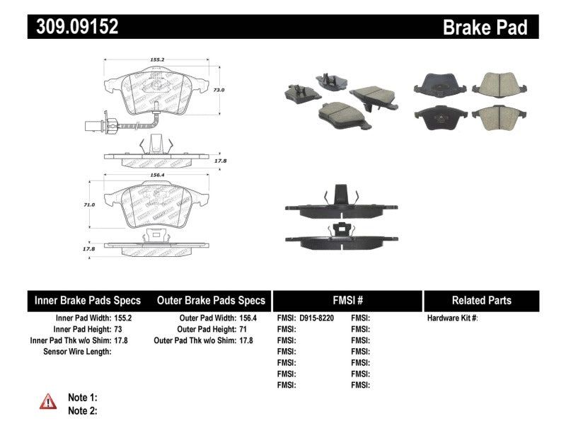 Load image into Gallery viewer, Stoptech 309.09152 ST Sport Brake Pads

