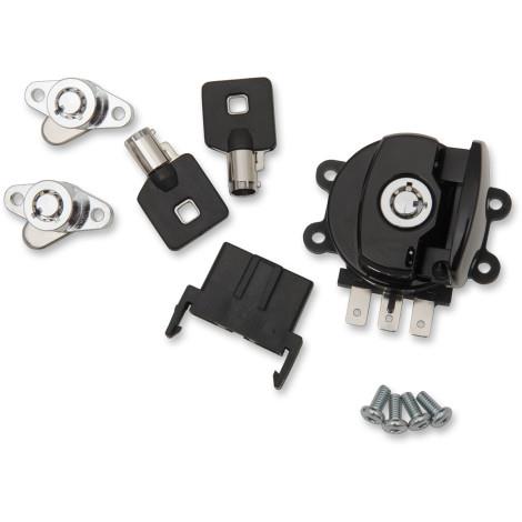 Drag Specialties 2106-0408 Side Hinge Ignition Switch and Saddlebag Lock Kit - Gloss Black