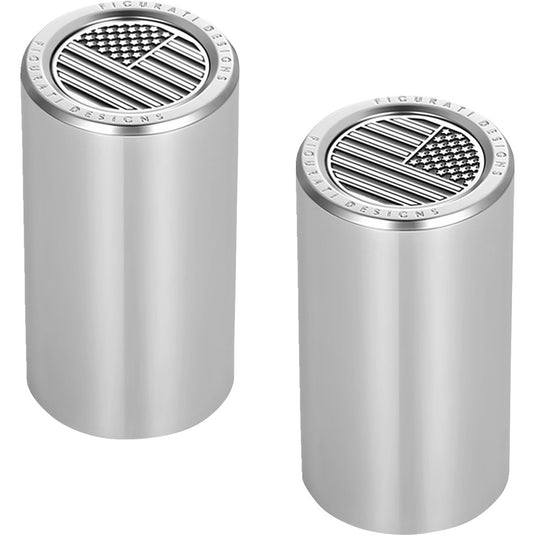 Figurati Designs FD26-DC-2545-SS Docking Hardware Cover - Stainless Steel with Long Contrast Cut American Flag Skull