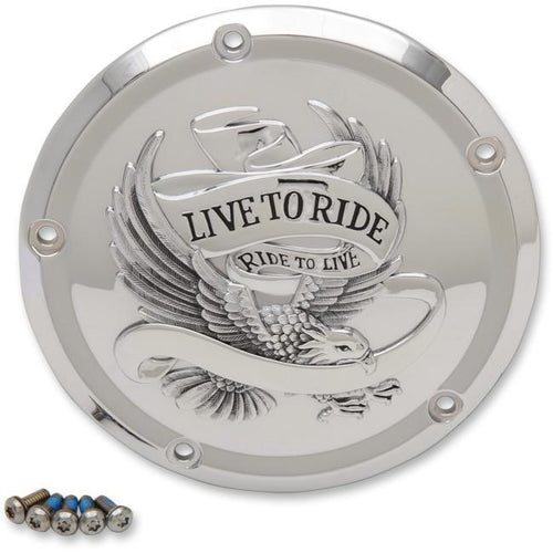 Drag Specialties 1107-0554 Live to Ride Derby Cover - Chrome