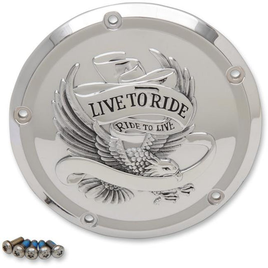 Drag Specialties 1107-0554 Live to Ride Derby Cover - Chrome