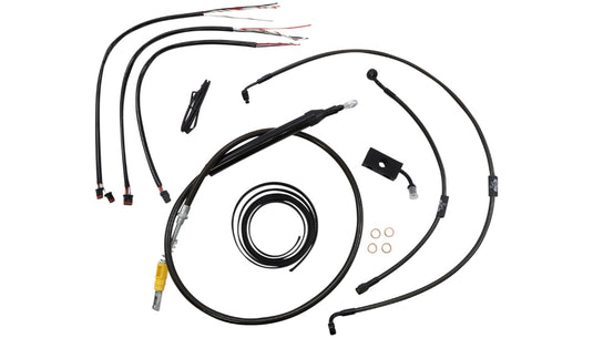 La Choppers LA-8155KT2-16M Complete Handlebar Cable/Brake & Clutch Line/Wire Kit - Midnight Braided