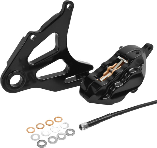 Hawg Halters Inc RKSTAB518 4 Piston Rear Brake Caliper Kit - Black