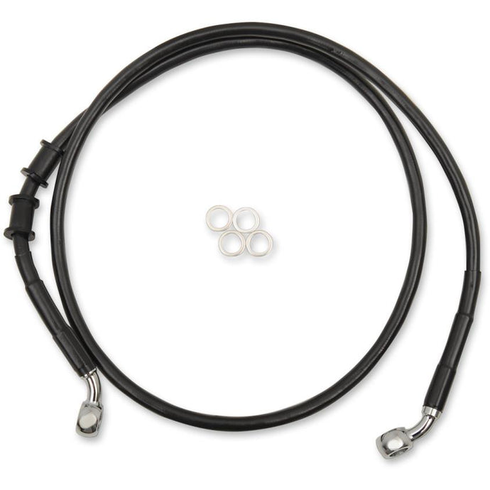 Drag Specialties 1741-5363 Extended Length Stainless Steel Front Brake Line Kit - +6in. - Black Vinyl