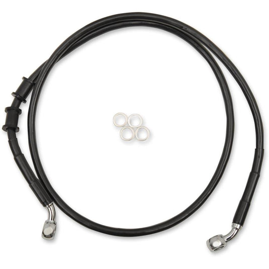 Drag Specialties 1741-5363 Extended Length Stainless Steel Front Brake Line Kit - +6in. - Black Vinyl